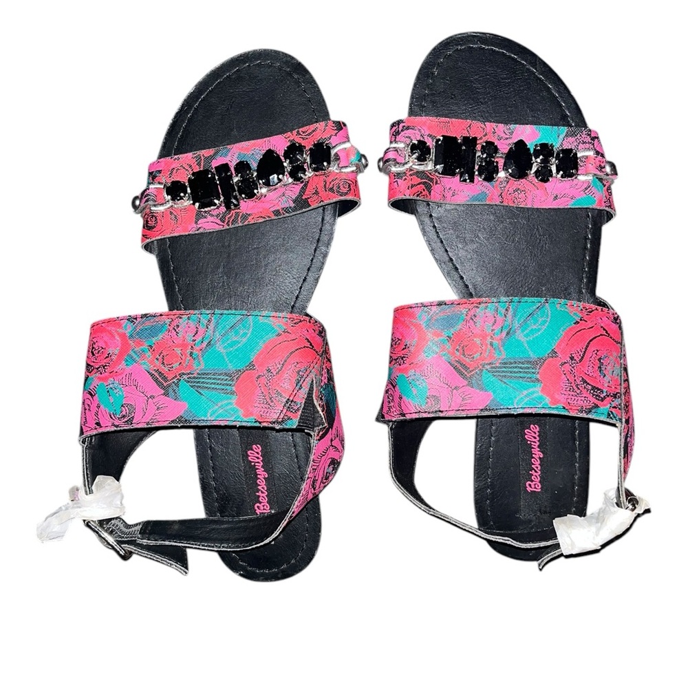 Besteyville Rose Floral Rhinestone Sandal Size 8 - Picture 2 of 5